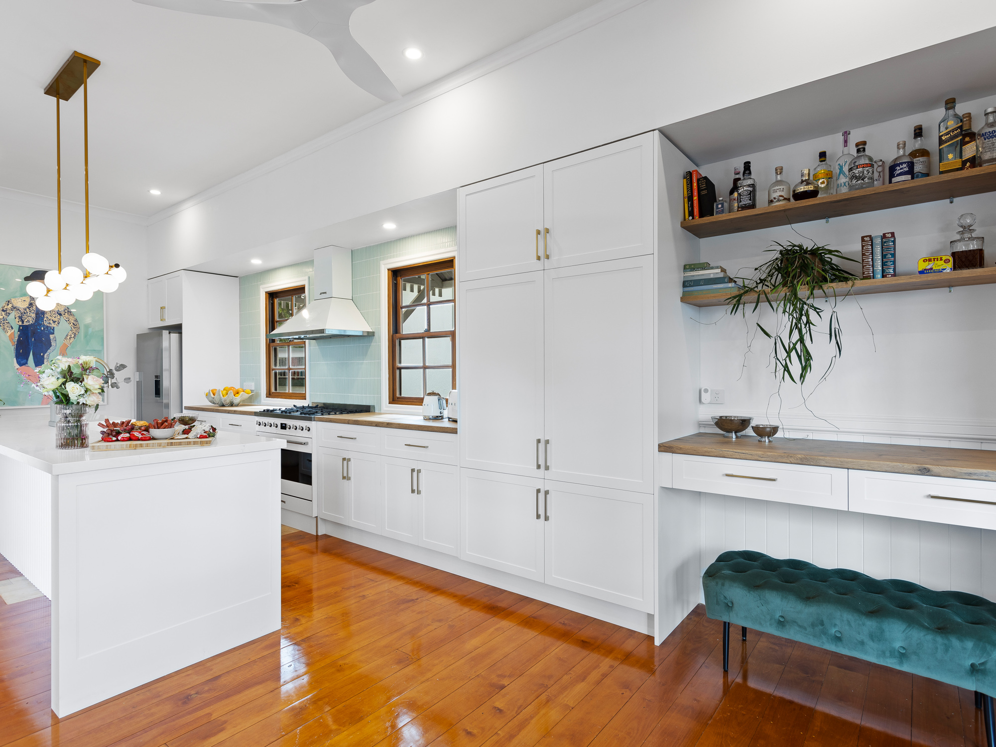 Kitchen galley with work space